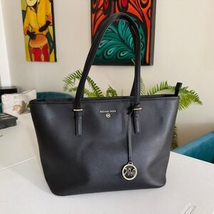 Michael‎ Kors Jet Set Tote Black Saffiano Leather Gold Hardware